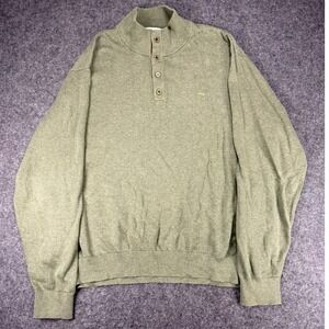 ONWARD RESERVE Mens 1/4 Button Mock Neck Olive Green Golf Pullover Sweater